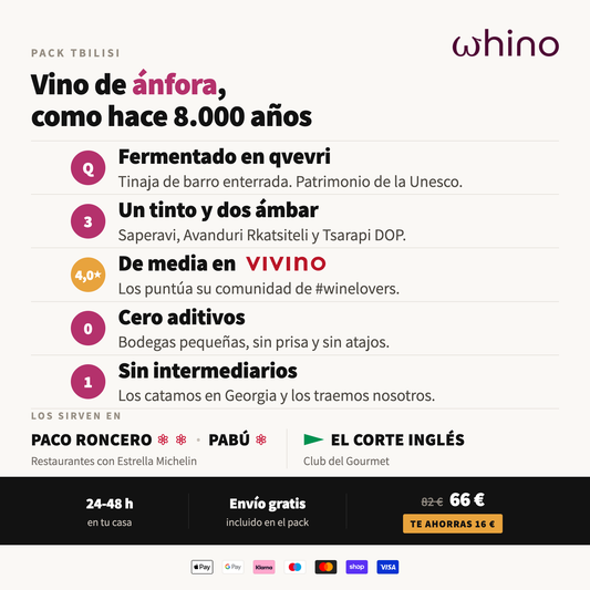 Pack Tbilisi: vino de anfora qvevri, 3 vinos, 4,0 en Vivino, envio gratis