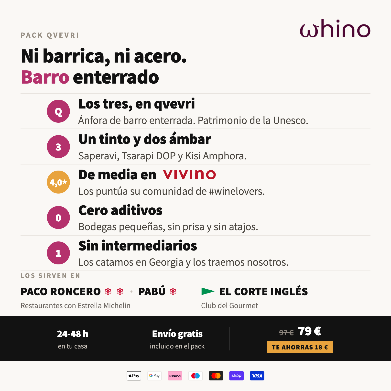 Pack Qvevri: tres vinos fermentados en anfora de barro, 4,0 en Vivino, envio gratis