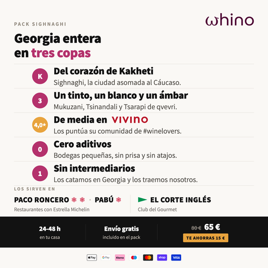 Pack Sighnaghi: un tinto, un blanco y un ambar de Kakheti, envio gratis